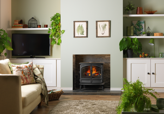 Free standing stove in a cosy home setting