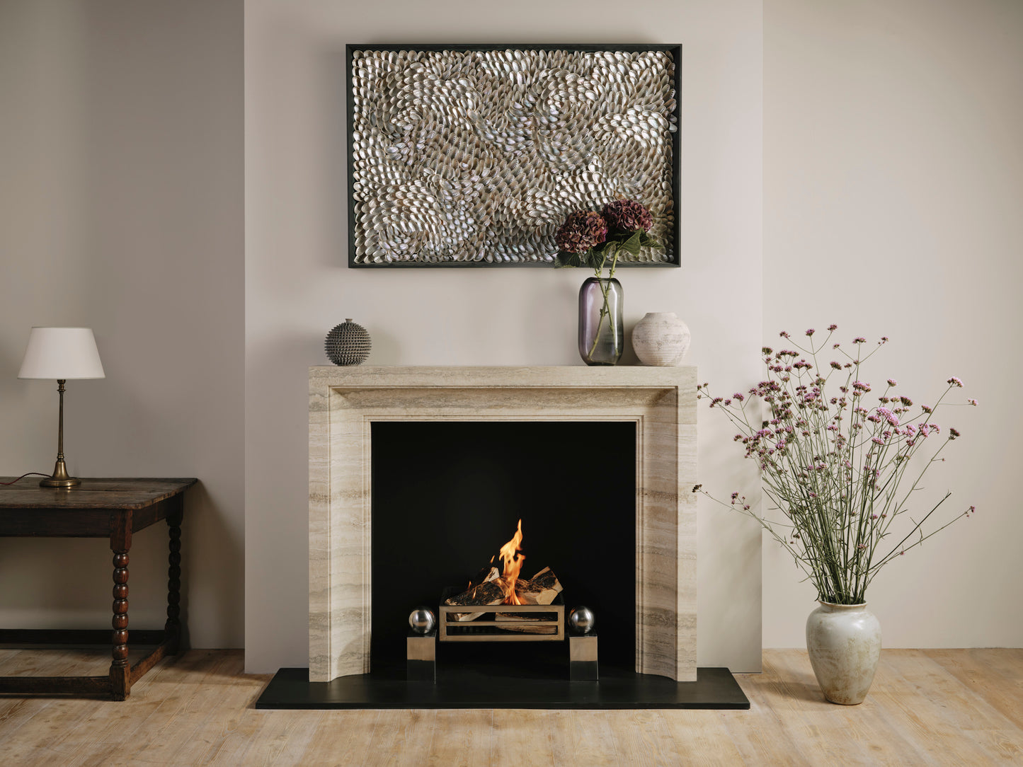 Chesneys The Scarpa Fireplace in Silver Travertine